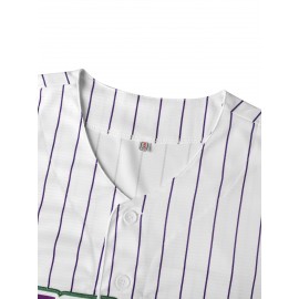 Men's Baseball Jersey Classic #51 White Stitched Design V-Neck Short Sleeve Breathable Shirt - Loose Fit for Training, Games, Casual & Outdoor Activities - Machine Washable