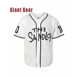 Men's American Baseball Jersey #10 - White V-Neck Loose Fit 