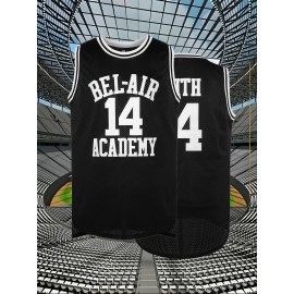Men's #14 Black Basketball Jersey - Breathable Polyester Sports Shirt with Details, Loose Fit for Spring, Summer, and Fall, Sizes S-XXXL