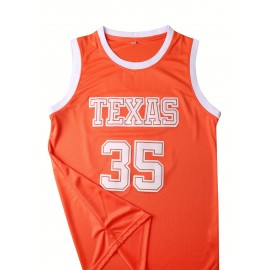 Men'S Basketball Shirt # 35 Orange Round Neck Basketball Sweatshirt