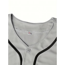 Men's Baseball Jersey #5 Gray - Breathable V-Neck Loose Fit Letter & Number Design for Team Sports, Outdoor Activities, Casual Wear & Parties - Machine Washable, Sports Team Apparel | Detailing