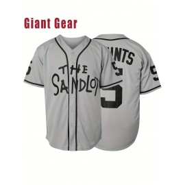 Men's Baseball Jersey #5 Gray - Breathable V-Neck Loose Fit Letter & Number Design for Team Sports, Outdoor Activities, Casual Wear & Parties - Machine Washable, Sports Team Apparel | Detailing