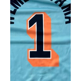 Men'S Basketball Suit # 1 Sky Blue V-neck Embroidered Polyester Loose Micro Elastic Fabric S-XXXL