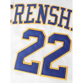 Men's #22 Embroidered Polyester Basketball Jersey, V-Neck Sleeveless Sports Shirt with Retro Bold Lettering & Number Design, Breathable Knit Fabric for Team Sports, Training, Casual Wear - Sizes S-3XL, Sports Jersey | Sporty Look | Breathable Polyester