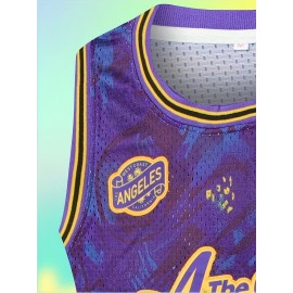 24 Purple Blue Basketball Sportswear, Training And Competition Sportswear, High-end Men'S Clothing, Top And Vest Suitable For Sports And Daily Wear