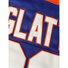 Doug Glatt #69 Halifax Highlanders Vintage Hockey Jersey - Blue & Orange Retro Design,, Moisture-Wicking, Lightweight, V-Neck, Long Sleeve, Loose Fit for Sports, Parties & Casual Wear, Hockey Stocking Stuffers