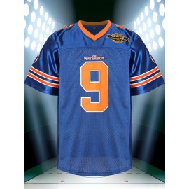 [Everyday Comfort] Men's #9 Blue American Football Jersey, V-Neck,, Polyester, Sizes S-XXXL - Ideal for Team Sports, Casual Wear & Training