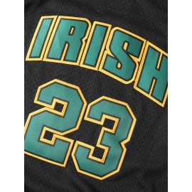 Men's Breathable Black Basketball Suit #23, Round Neck, Embroidered Polyester Knit, Sizes S-3XL