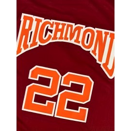 Men'S # 22 Embroidered Basketball Shirt - Breathable And Lightweight Casual Sportswear In Deep Red - Training And Competition