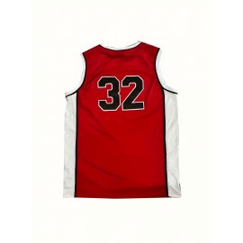 Men'S #32 Vintage Red Basketball Jeresys Stitched Name And Number S-3XL