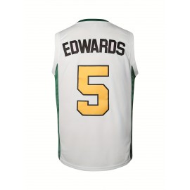 ST. John's Shamrocks Holy Spirit Prep #5 Edwards Jersey - Vintage Boyfriend Style Basketball Jersey, 100% Polyester Moisture-Wicking Lightweight Breathable, Sleeveless V-Neck Loose Fit for Men & Youth, Logo, All-Season Casual & Sports Wear