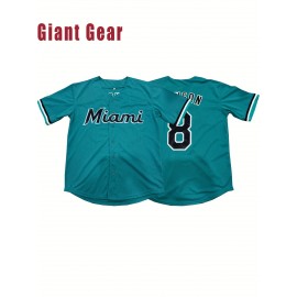 Men'S Baseball Shirt # 8 Light Blue Suitable For Walking, Cycling, Fishing Competition Training Size S-3XL