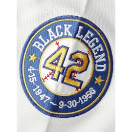 Men'S White Breathable Polyester Baseball Jersey # 42V Collar Sports Shirt With Embroidered Print Loose Button Top Suitable For Sports, Leisure And Team Activities All Year Round S-3XL