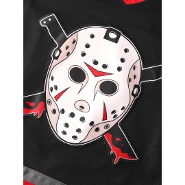 Men's #13 Black Embroidered Ice Hockey Sweater - Breathable Polyester, V-Neck Captain's Jersey with Classic Red & White Stripes, Ideal for Training, Competitions & Casual Wear in Spring, Summer, Fall, Hockey Jersey