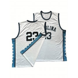 Youngsters' Breathable Basketball Jersey Vest - White & Blue Polyester Sports Vest with 