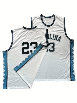 Youngsters' Breathable Basketball Jersey Vest - White & Blue Polyester Sports Vest with 