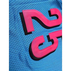 Girls' #25 Blue & Pink Basketball Jersey - High School Sport Uniform for Ages 3-14, Breathable Polyester, 