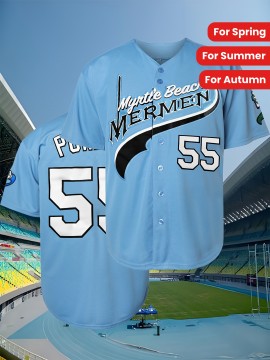 Youth Baseball Jersey # 55 Blue Sports Shirt Suitable For Teenagers To Wear In Spring, Summer, And Autumn