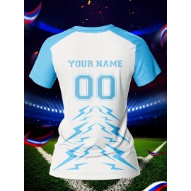 Customizable Women's V-Neck Football Jersey - Personalized Name & Number, Quick-Drying, Breathable Polyester, Ideal for Team Sports, Fitness & Casual Wear