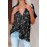Black Stars Print Cuffed Sleeves Shirt